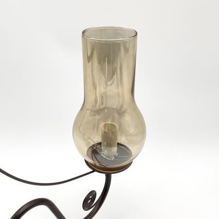 Brilagi - LED Sietynas, kabinamas ant grandinės COTTAGE 5xE14/40W/230V ruda