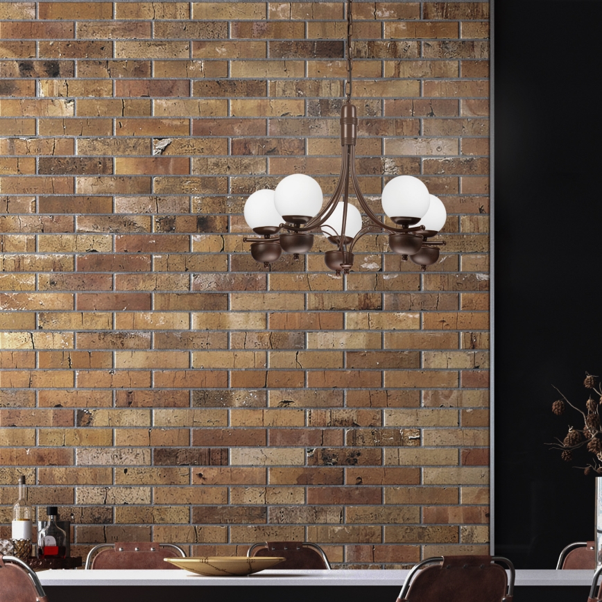 Brilagi - LED Sietynas, kabinamas ant grandinės COTTAGE 5xG9/40W/230V ąžuolas/balta
