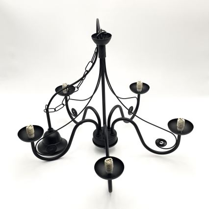 Brilagi - LED Sietynas, kabinamas ant grandinės COTTAGE 5xG9/40W/230V juoda/balta