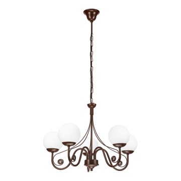 Brilagi - LED Sietynas, kabinamas ant grandinės COTTAGE 5xG9/40W/230V ruda/balta