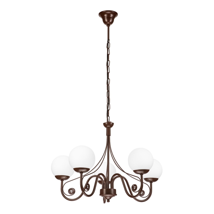 Brilagi - LED Sietynas, kabinamas ant grandinės COTTAGE 5xG9/40W/230V ruda/balta
