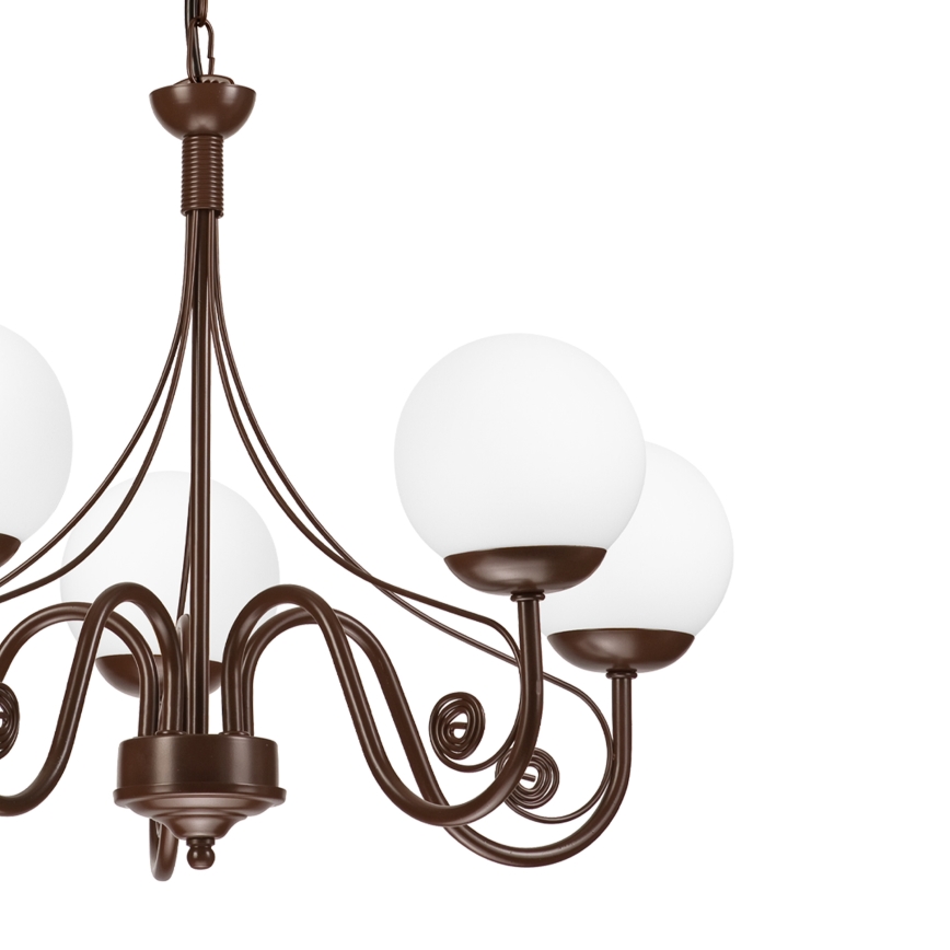 Brilagi - LED Sietynas, kabinamas ant grandinės COTTAGE 5xG9/40W/230V ruda/balta