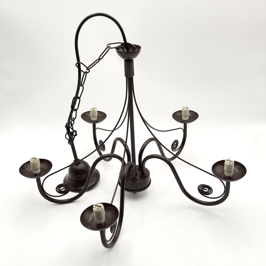 Brilagi - LED Sietynas, kabinamas ant grandinės COTTAGE 5xG9/40W/230V ruda/balta