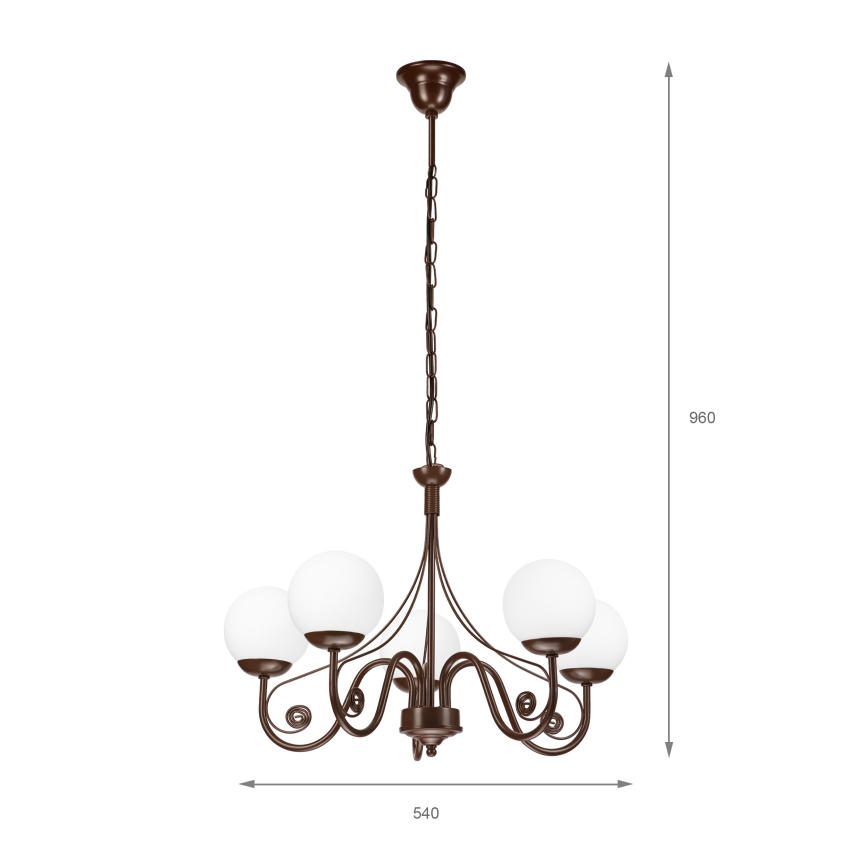 Brilagi - LED Sietynas, kabinamas ant grandinės COTTAGE 5xG9/40W/230V ruda/balta