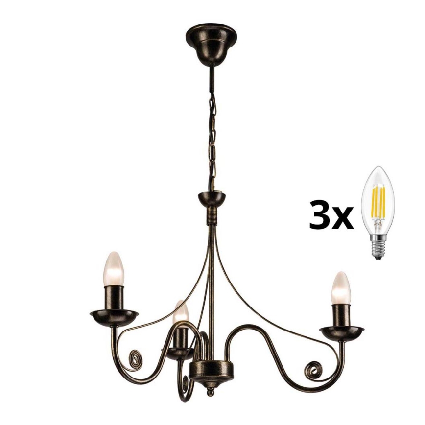 Brilagi - LED Sietynas, kabinamas ant grandinės STEFANO 3xE14/40W/230V juoda patina