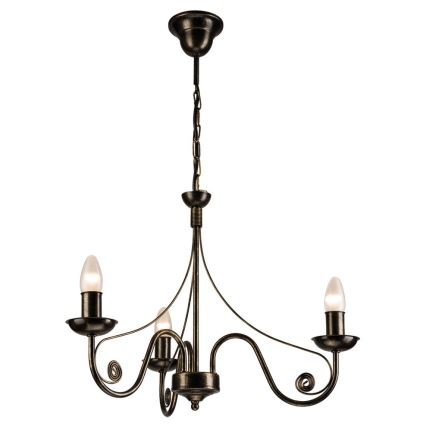 Brilagi - LED Sietynas, kabinamas ant grandinės STEFANO 3xE14/40W/230V juoda patina