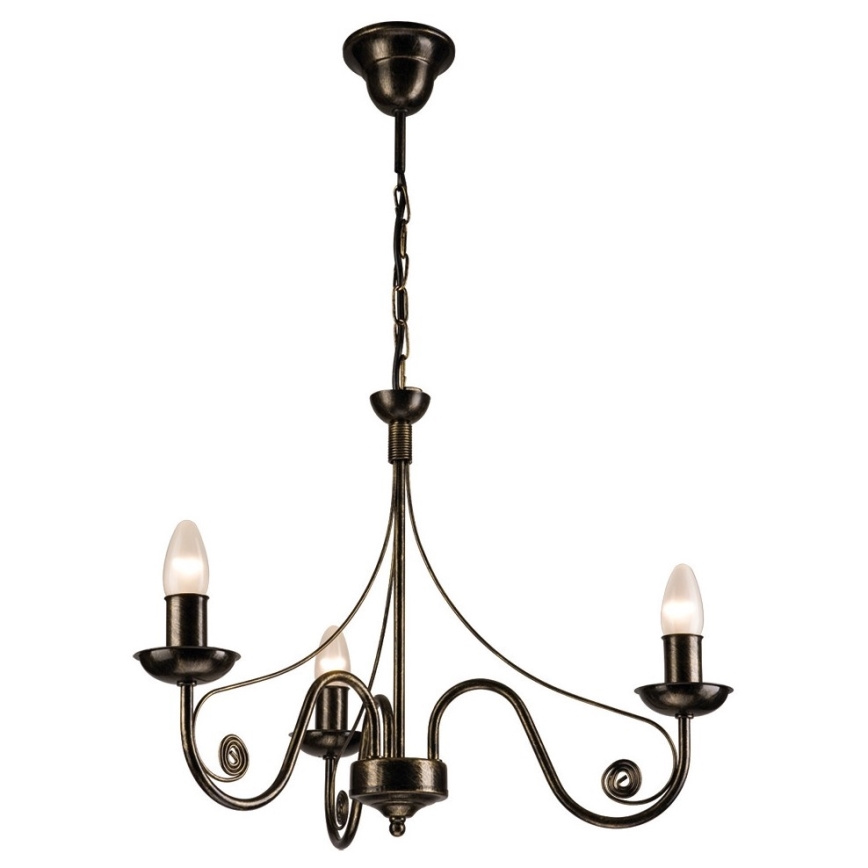 Brilagi - LED Sietynas, kabinamas ant grandinės STEFANO 3xE14/40W/230V juoda patina