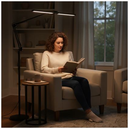 Brilagi - reguliuojama lanksčioji grindų lempa VARIO LED/14W/230V 3000-6000K 157 cm juoda