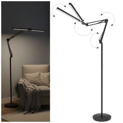 Brilagi - reguliuojama lanksčioji grindų lempa VARIO LED/14W/230V 3000-6000K 157 cm juoda