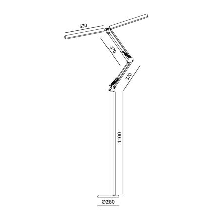 Brilagi - reguliuojama lanksčioji grindų lempa VARIO LED/14W/230V 3000-6000K 157 cm juoda