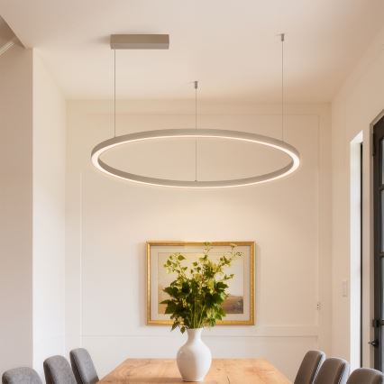 Brilagi - reguliuojamas LED pakabinamas šviestuvas ant laido PORTOFINO LED/60W/230V 3000-6000K skersmuo 80 cm smėlio spalvos + nuotolinis valdymas