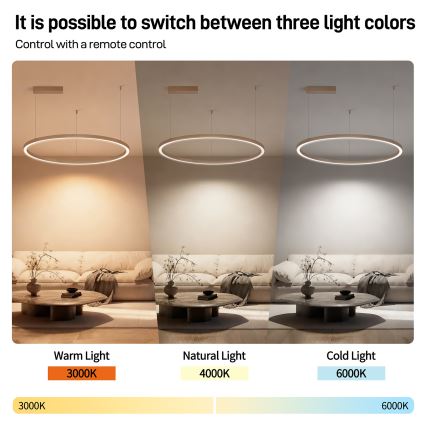 Brilagi - reguliuojamas LED pakabinamas šviestuvas ant laido PORTOFINO LED/60W/230V 3000-6000K skersmuo 80 cm smėlio spalvos + nuotolinis valdymas