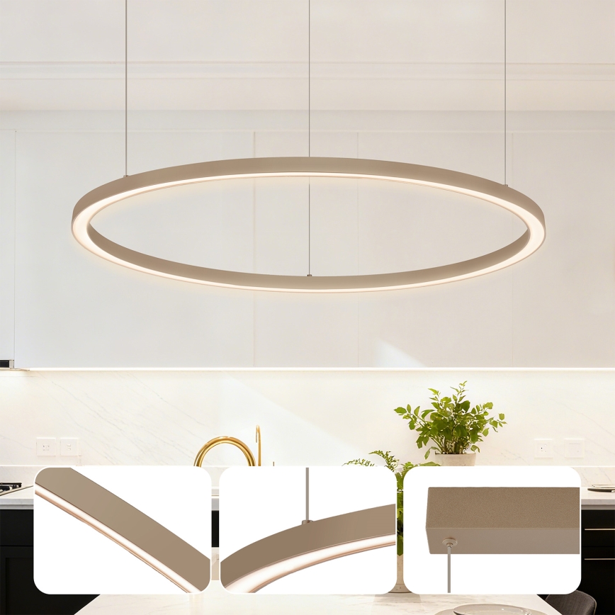 Brilagi - reguliuojamas LED pakabinamas šviestuvas ant laido PORTOFINO LED/60W/230V 3000-6000K skersmuo 80 cm smėlio spalvos + nuotolinis valdymas