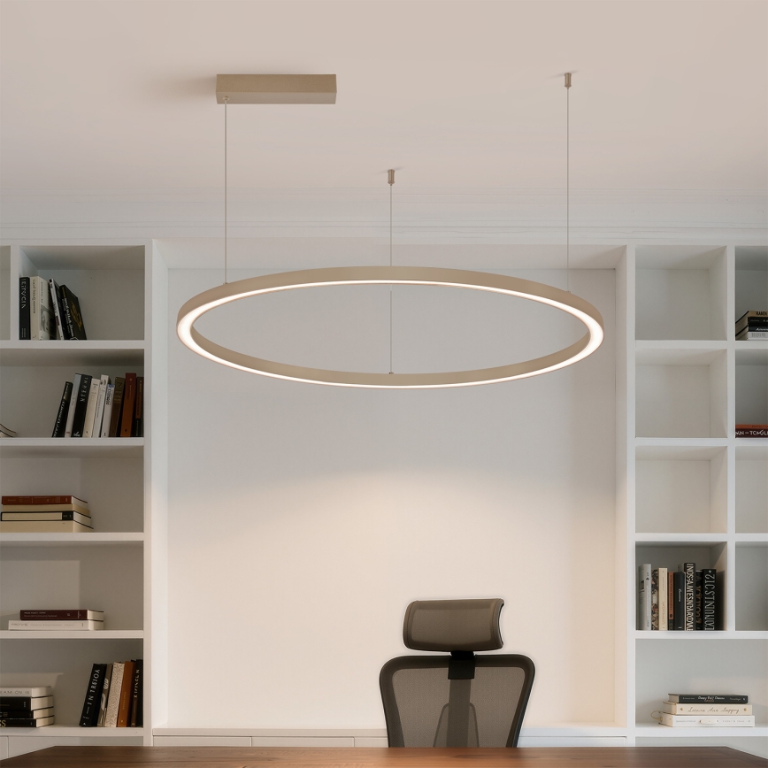 Brilagi - reguliuojamas LED pakabinamas šviestuvas ant laido PORTOFINO LED/60W/230V 3000-6000K skersmuo 80 cm smėlio spalvos + nuotolinis valdymas