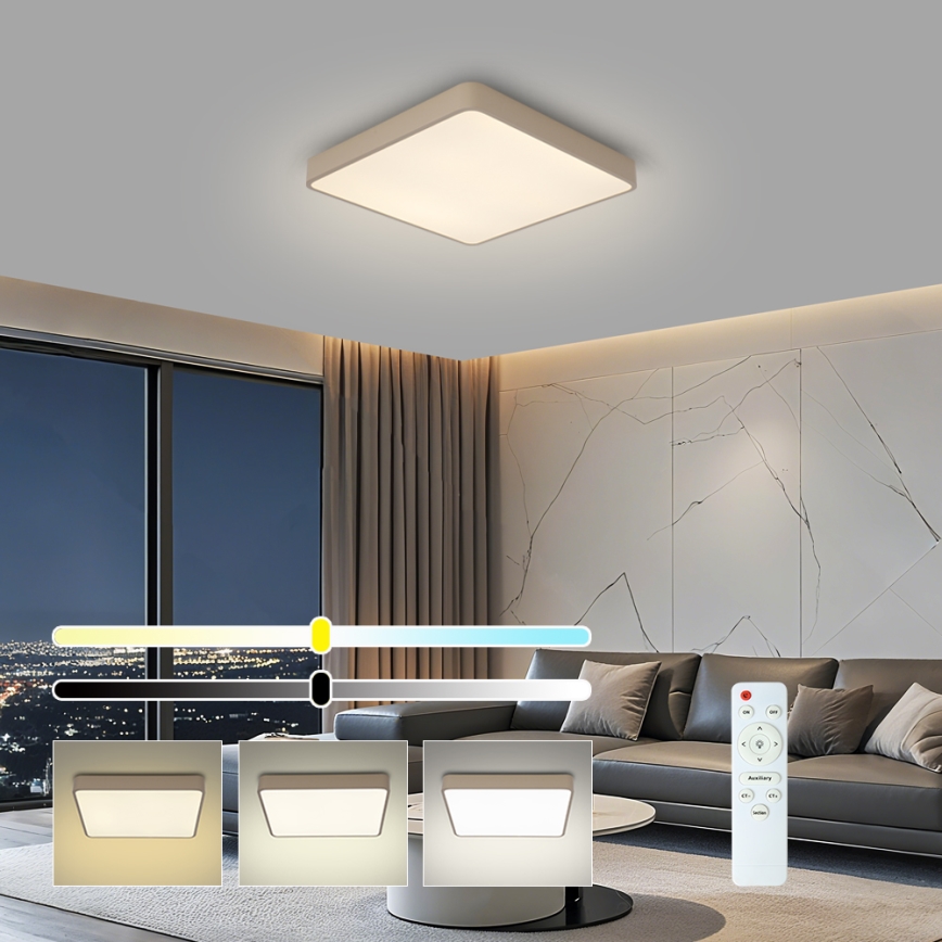 BRILAGI - LED dimeriuojamas lubų šviestuvas POOL SQUARE LED/48W/230V 3000-6000K 50x50 cm smėlinis + su nuotoliniu pultu