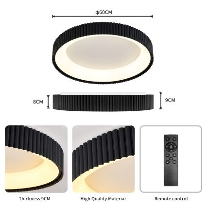 BRILAGI - LED dimeriuojamas lubų šviestuvas FALCON MODERN LED/54W/230V 3000-6500K skersm. 60 cm juodas + su nuotoliniu pulteliu