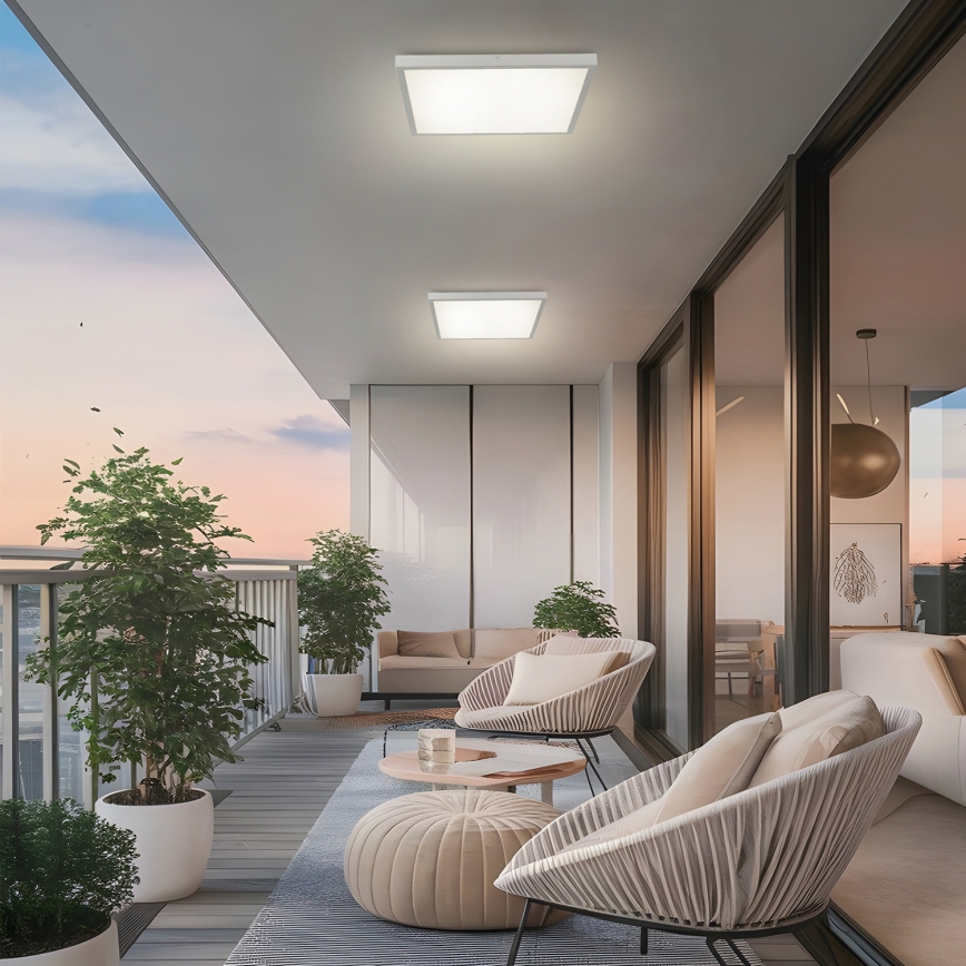 Brilagi - Dimeriuojamas vonios lubinis šviestuvas FRAME SMART LED/50W/230V 60x60 cm 3000-6000K IP44 sidabrinis + nuotolinis valdymas