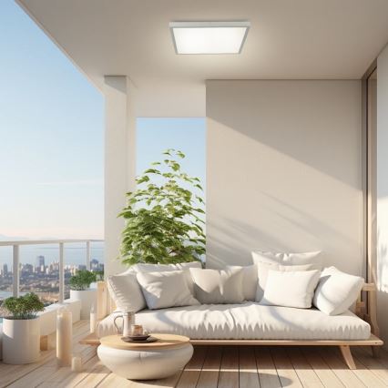 Brilagi - Dimeriuojamas vonios lubinis šviestuvas FRAME SMART LED/50W/230V 60x60 cm 3000-6000K IP44 sidabrinis + nuotolinis valdymas