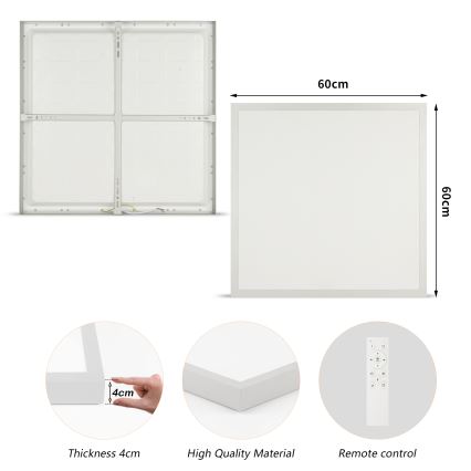 Brilagi - Dimeriuojamas vonios lubinis šviestuvas FRAME SMART LED/50W/230V 60x60 cm 3000-6000K IP44 sidabrinis + nuotolinis valdymas