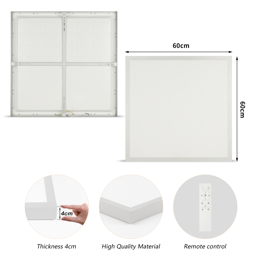 Brilagi - Dimeriuojamas vonios lubinis šviestuvas FRAME SMART LED/50W/230V 60x60 cm 3000-6000K IP44 sidabrinis + nuotolinis valdymas