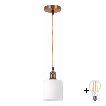 BRILAGI - LED šviestuvas ant laido RETRO GLASS 1xE27/60W/230V skersmuo 10 cm auksinis/baltas