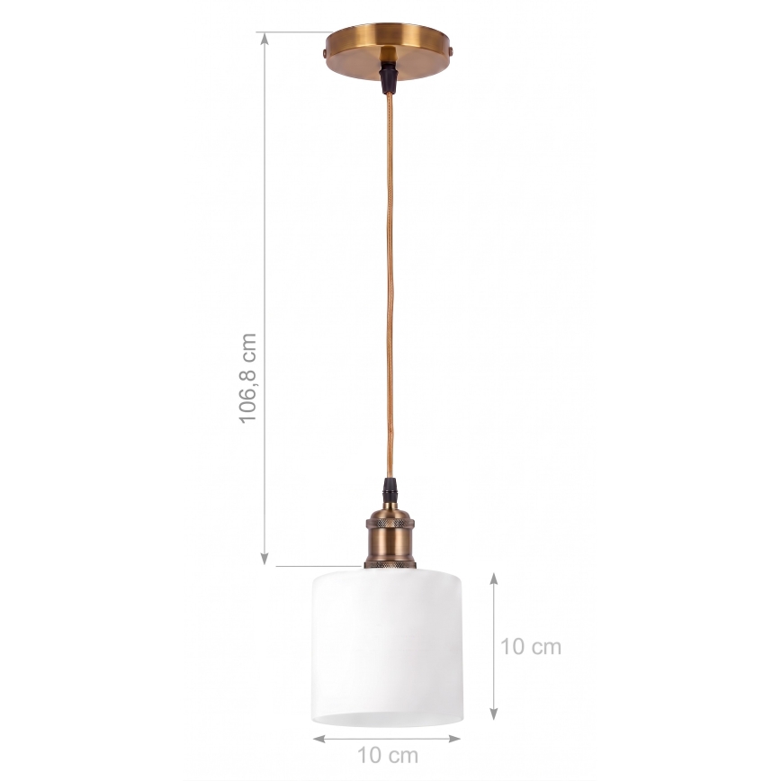 BRILAGI - LED šviestuvas ant laido RETRO GLASS 1xE27/60W/230V skersmuo 10 cm auksinis/baltas