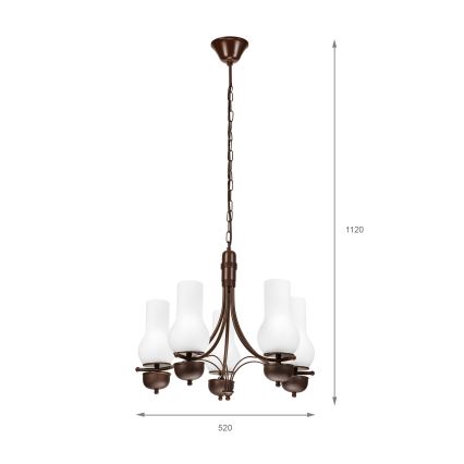 Brilagi - LED sietyninis šviestuvas COTTAGE 5xE14/40W/230V ąžuolo/baltos spalvos