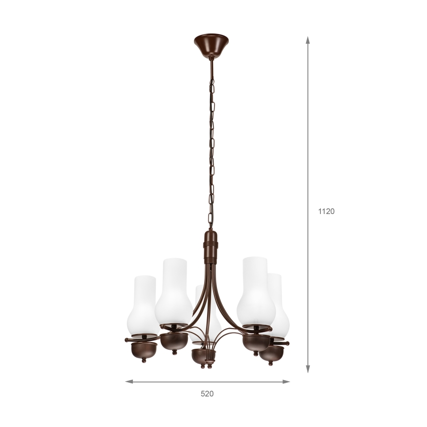 Brilagi - LED sietyninis šviestuvas COTTAGE 5xE14/40W/230V ąžuolo/baltos spalvos