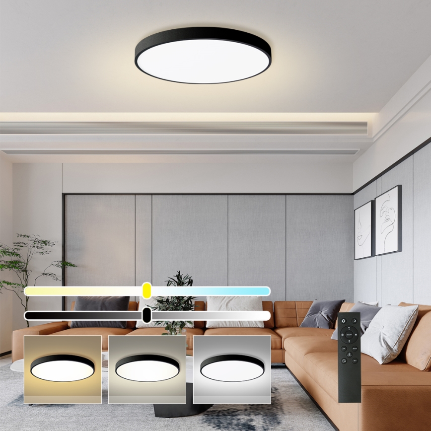 Brilagi - LED reguliuojamas lubų šviestuvas POOL SMART LED/100W/230V 3000-6000K 80 cm Wi-Fi Tuya juodas + nuotolinio valdymo pultas
