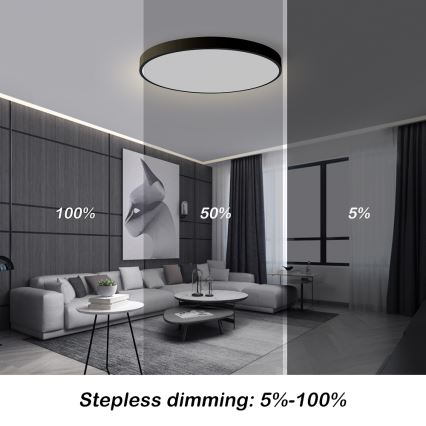 Brilagi - LED reguliuojamas lubų šviestuvas POOL SMART LED/100W/230V 3000-6000K 80 cm Wi-Fi Tuya juodas + nuotolinio valdymo pultas