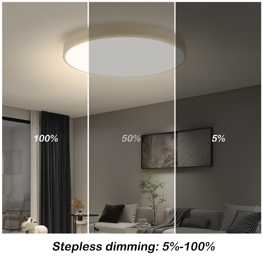 Brilagi - Dimming LED lubos šviestuvas POOL SMART LED/60W/230V, 3000-6000K, 50 cm, Wi-Fi Tuya, šviesiai rudas + nuotolinio valdymo pultelis