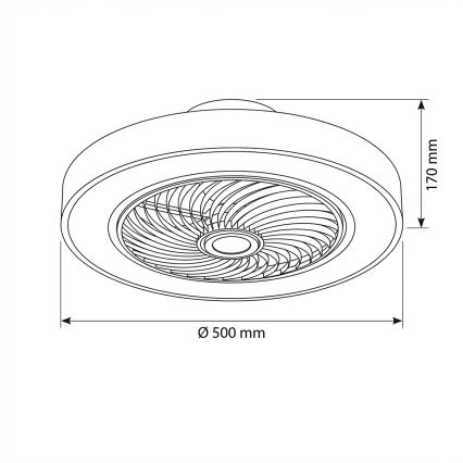 Brilagi - LED dimeriuojamas lubinis šviestuvas su ventiliatoriumi LED/38W/230V 3000–6500K skersmuo 50 cm auksinis + nuotolinis valdymas