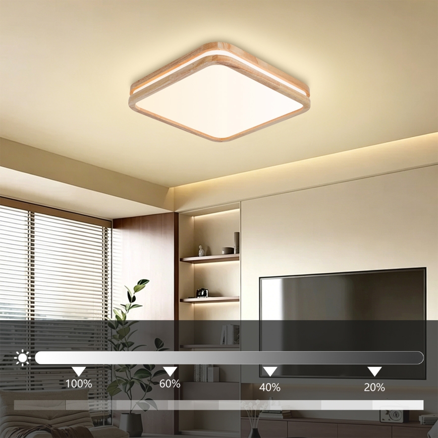 BRILAGI - LED dimeriuojamas lubinis šviestuvas MOLINA SQUARE LED/48W/230V 3000-6000K ąžuolas 40x40 cm + nuotolinis valdymas