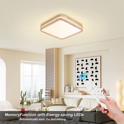 BRILAGI - LED dimeriuojamas lubinis šviestuvas MOLINA SQUARE LED/48W/230V 3000-6000K ąžuolas 40x40 cm + nuotolinis valdymas