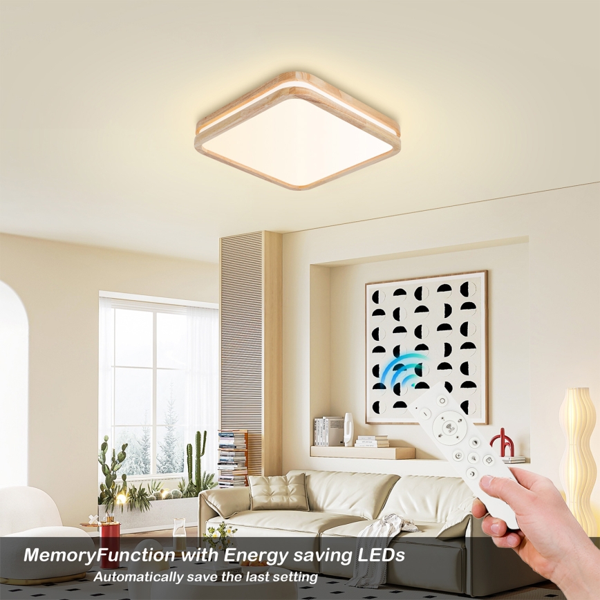 BRILAGI - LED dimeriuojamas lubinis šviestuvas MOLINA SQUARE LED/48W/230V 3000-6000K ąžuolas 40x40 cm + nuotolinis valdymas