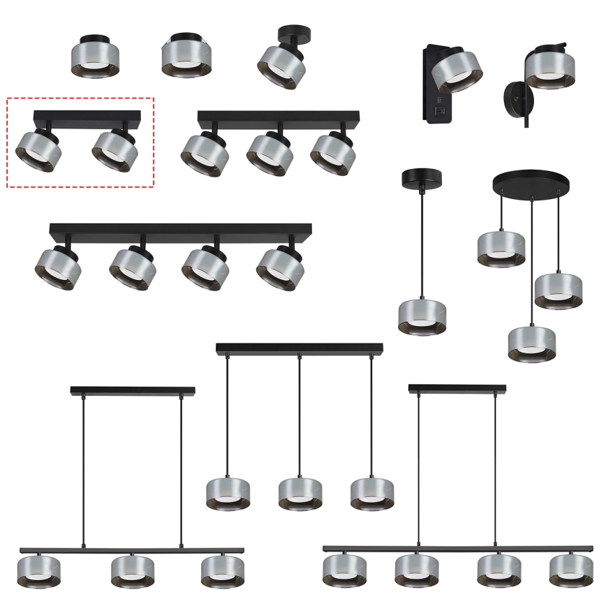 Brilagi - LED Taškinis šviestuvas AURA LUX 2xGX53/30W/230V juodas/dūminis