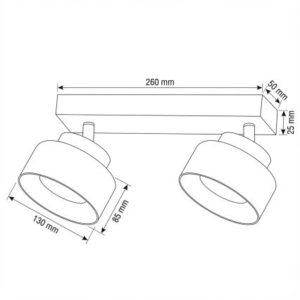 Brilagi - LED Taškinis šviestuvas AURA LUX 2xGX53/30W/230V juodas/dūminis