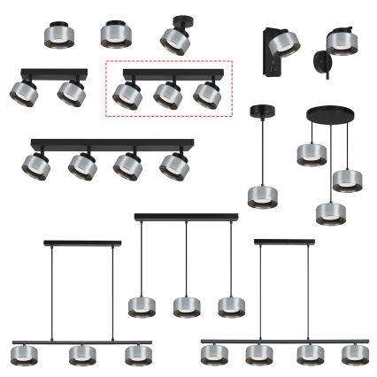 Brilagi - LED Taškinis šviestuvas AURA LUX 3xGX53/30W/230V juoda/dūminė