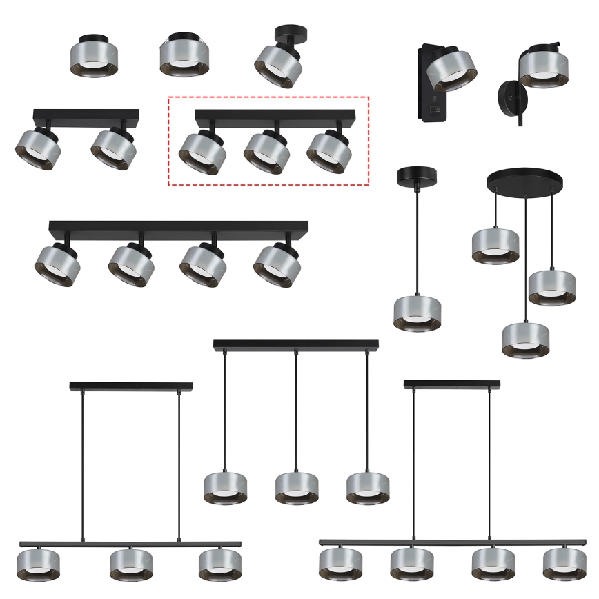 Brilagi - LED Taškinis šviestuvas AURA LUX 3xGX53/30W/230V juoda/dūminė