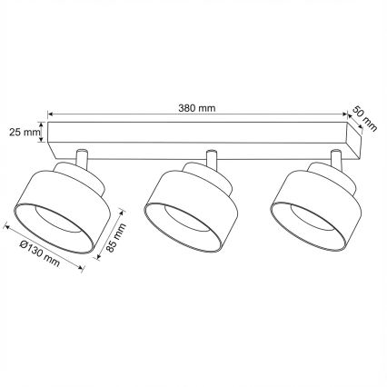 Brilagi - LED Taškinis šviestuvas AURA LUX 3xGX53/30W/230V juoda/dūminė