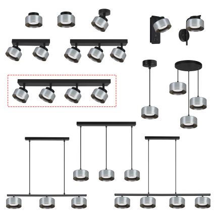 Brilagi - LED Taškinis šviestuvas AURA LUX 4xGX53/30W/230V juoda/dūminė