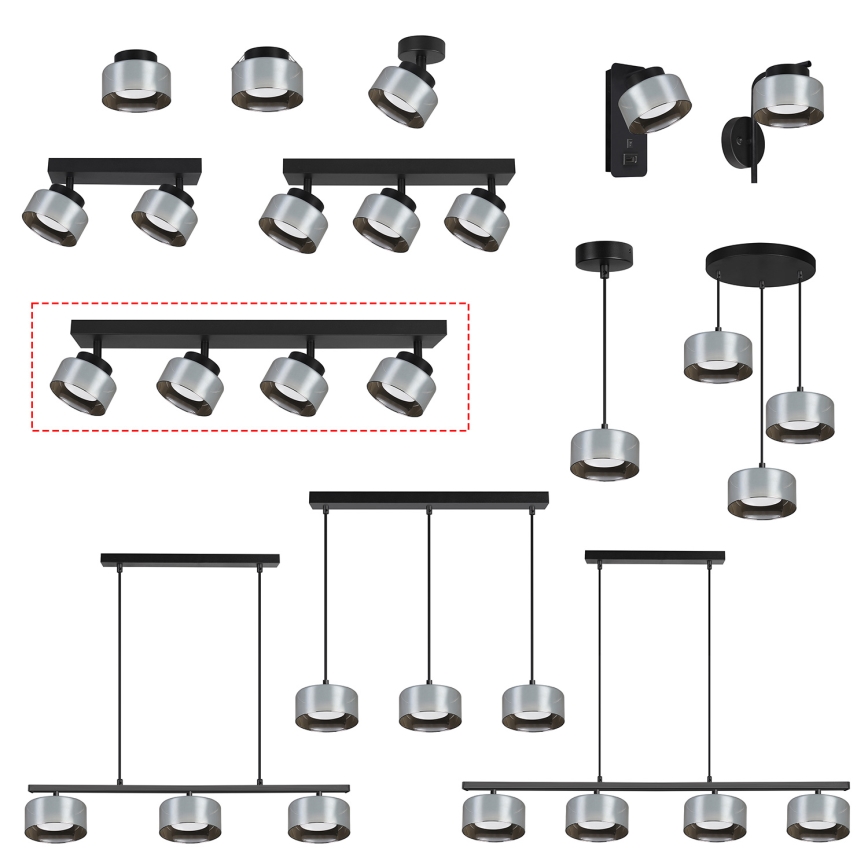 Brilagi - LED Taškinis šviestuvas AURA LUX 4xGX53/30W/230V juoda/dūminė