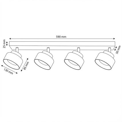 Brilagi - LED Taškinis šviestuvas AURA LUX 4xGX53/30W/230V juoda/dūminė