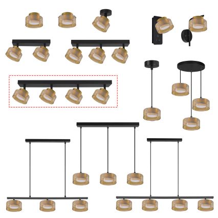 Brilagi - LED Taškinis šviestuvas AURA LUX 4xGX53/30W/230V juodas/auksinis