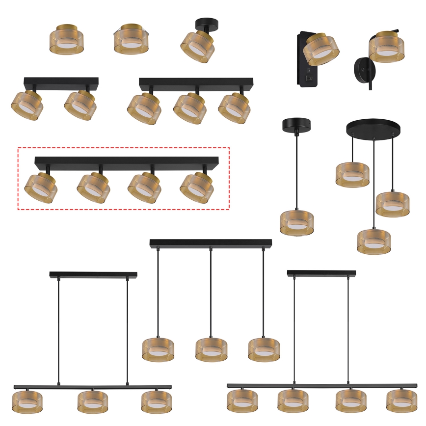 Brilagi - LED Taškinis šviestuvas AURA LUX 4xGX53/30W/230V juodas/auksinis