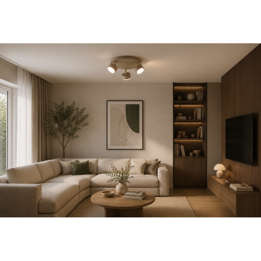 Brilagi - LED taškinis šviestuvas MONO 3xGX53/30W/230V smėlinė/auksinė
