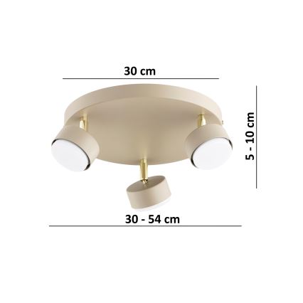 Brilagi - LED taškinis šviestuvas MONO 3xGX53/30W/230V smėlinė/auksinė