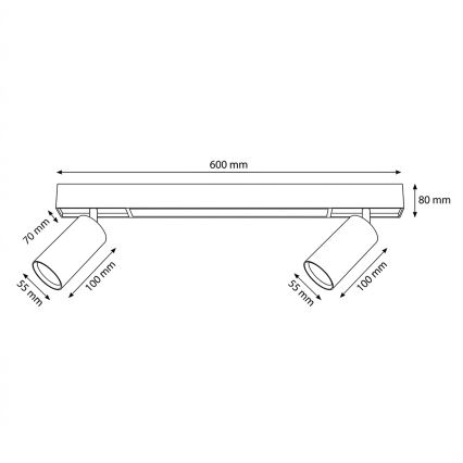 Brilagi - LED taškinis šviestuvas SELE 2xGU10/30W/230V + LED/15W juodas