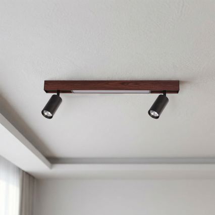 BRILAGI - LED taškinis šviestuvas SELE 2xGU10/30W/230V + LED/15W juodas/vyšnių dekoras