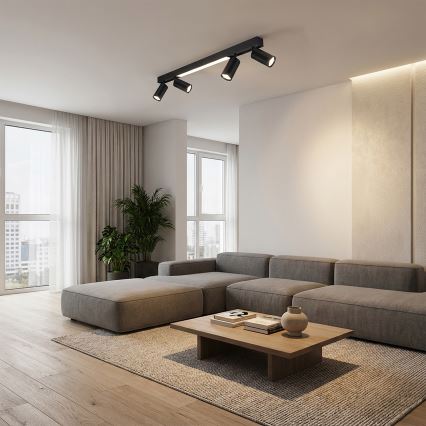 Brilagi - LED taškinis šviestuvas SELE 4xGU10/30W/230V + LED/20W juodas